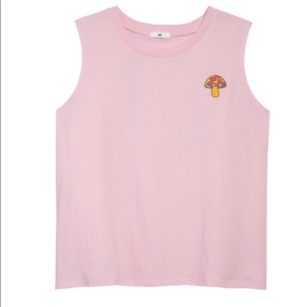 NEW bp. Nordstrom GRAPHIC MUSCLE TANK PINK OPAL MUSHROOMS S